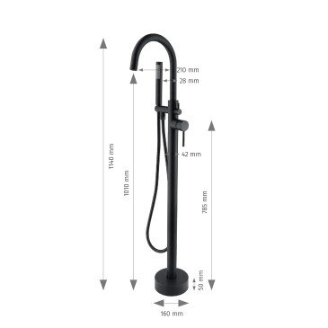 Mitigeur de baignoire sur pied Tiffany Black