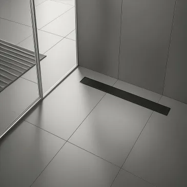 Caniveau de douche Sol à carreler noir ou inox