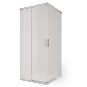 Duschkabine mit 2 Seiten, Schiebetür, matt geätzte Oberfläche, H195 UNICO