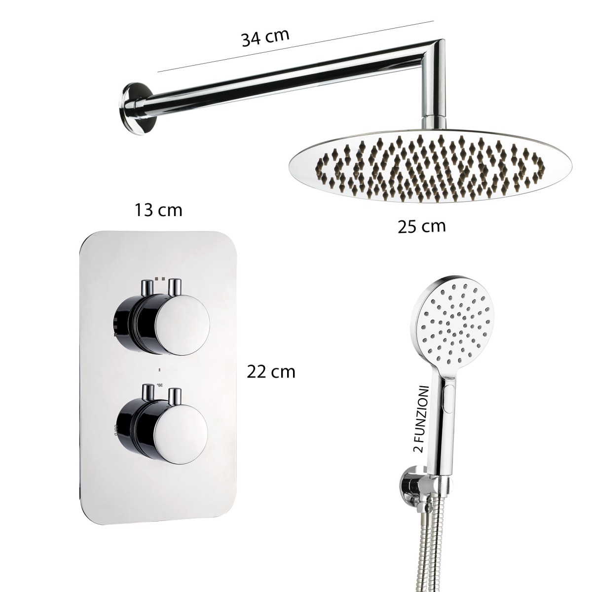 Kit de douche thermostatique 5 pièces : mitigeur, bras de...