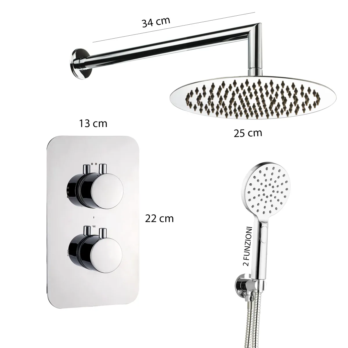 Kit de douche thermostatique 5 pièces : mitigeur, bras de...
