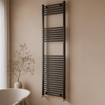 Mattschwarzer Handtuchwärmer, Mittenabstand 45, Höhe 180, Breite 50