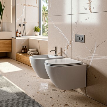 Sanitari Sospesi Moon Rimless WC e Bidet Bianchi