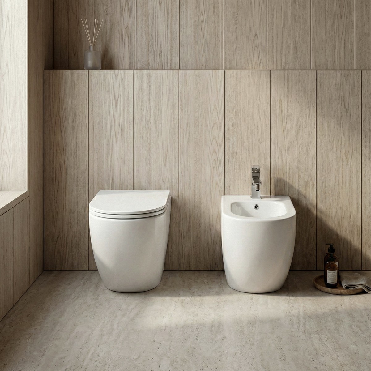 Sanitari Filo Muro Rimless MOON | WC e Bidet Ciclonico