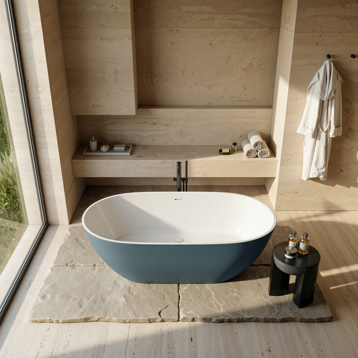 Vasca Freestanding 160x73 Grigio Blu Opaco | GRAY MOON