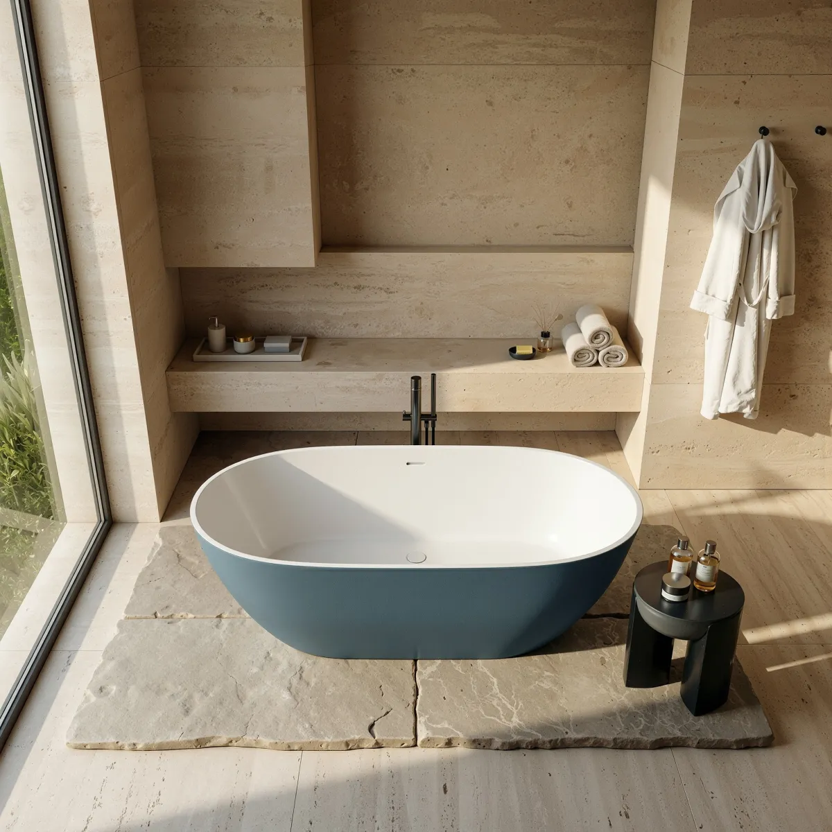 Vasca Freestanding 160x73 Grigio Blu Opaco | GRAY MOON
