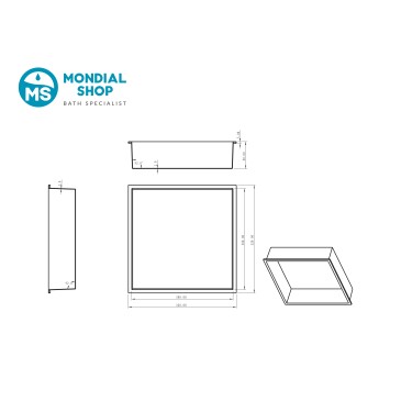 Nicchia da parete 60x30 in acciaio spazzolato Doccia GLAMOUR