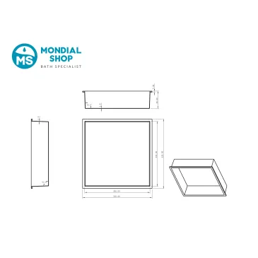 Niche murale 60x30 en acier brossé, douche GLAMOUR