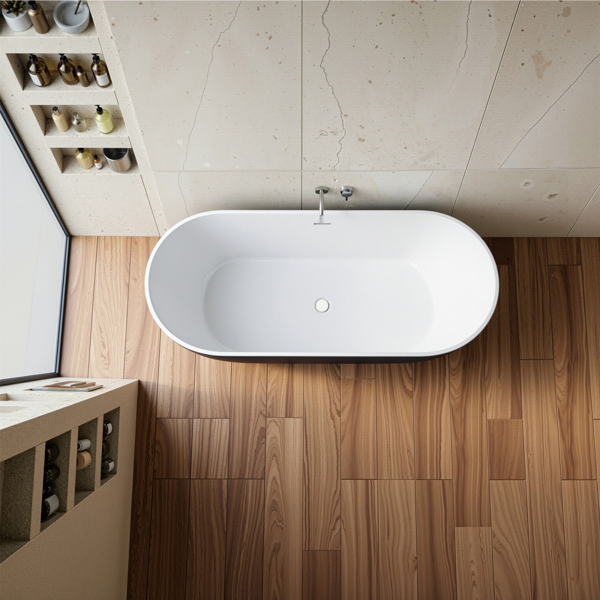 Vasca da Bagno Freestanding 160x73 Blu e Bianca | Blue Moon