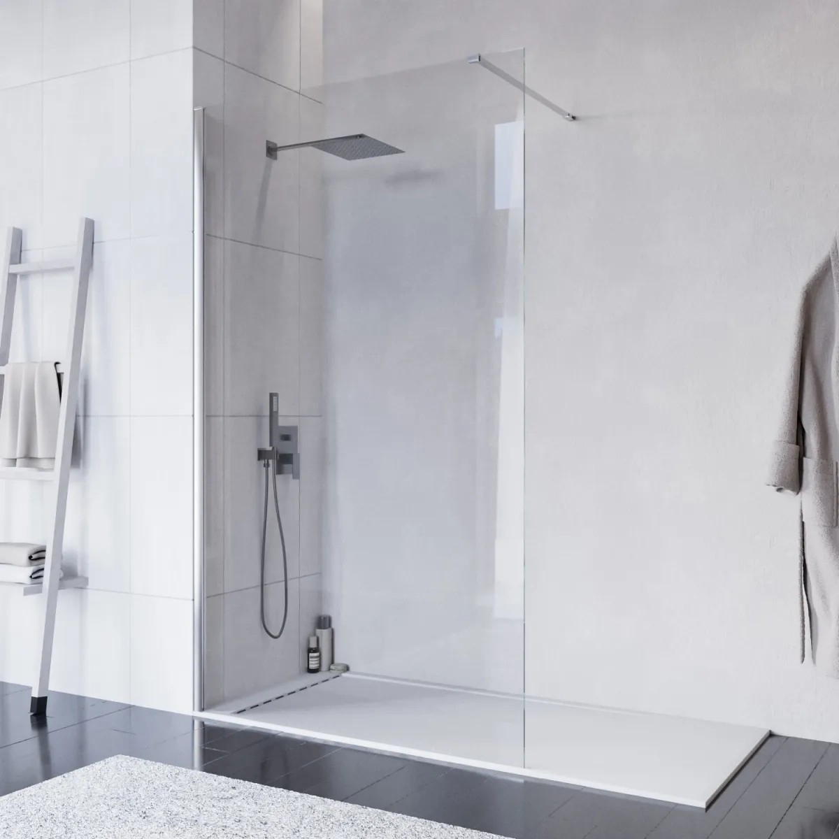 Doccia Walk-In 120 cm H200 Vetro 8mm Anticalcare ISIDE