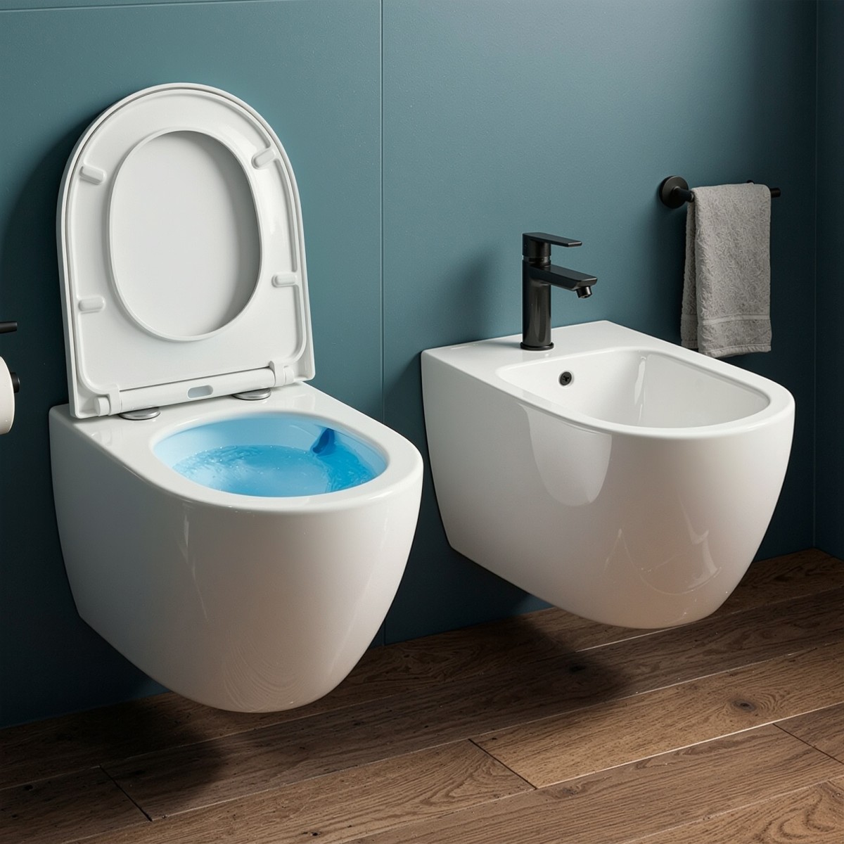 Sanitari Sospesi Moon Rimless WC e Bidet Bianchi