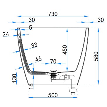 Vasca Freestanding 150x73 Bianco Opaco MOON | Acrilico