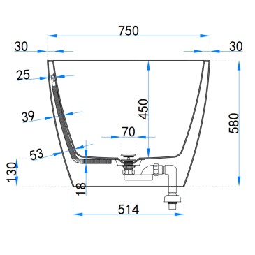 Vasca Freestanding 170x75 MOON Bianco Lucido | Acrilico