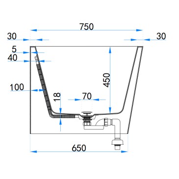 Baignoire d'angle gauche River en acrylique 160 x 75
