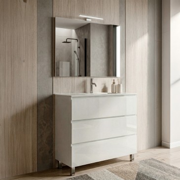 Mobile bagno 3 cassetti a terra 80cm bianco porcellana