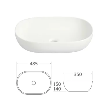 Lavabo da Appoggio GIO 48,5x35 Ceramica Bianco Lucido