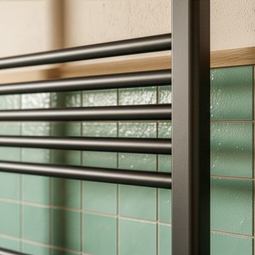 Mattschwarzer Handtuchwärmer, Mittenabstand 45, Höhe 120, Breite 50