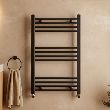 Scaldasalviette nero opaco interasse 45 altezza 80 larghezza 50