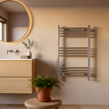 Termoarredo Scaldasalviette Bagno ad Acqua 800x500 Cromato - Interasse 450 mm | SARA