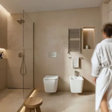 Sanitari squadrati sospesi Wc e Bidet bianco lucido Greta