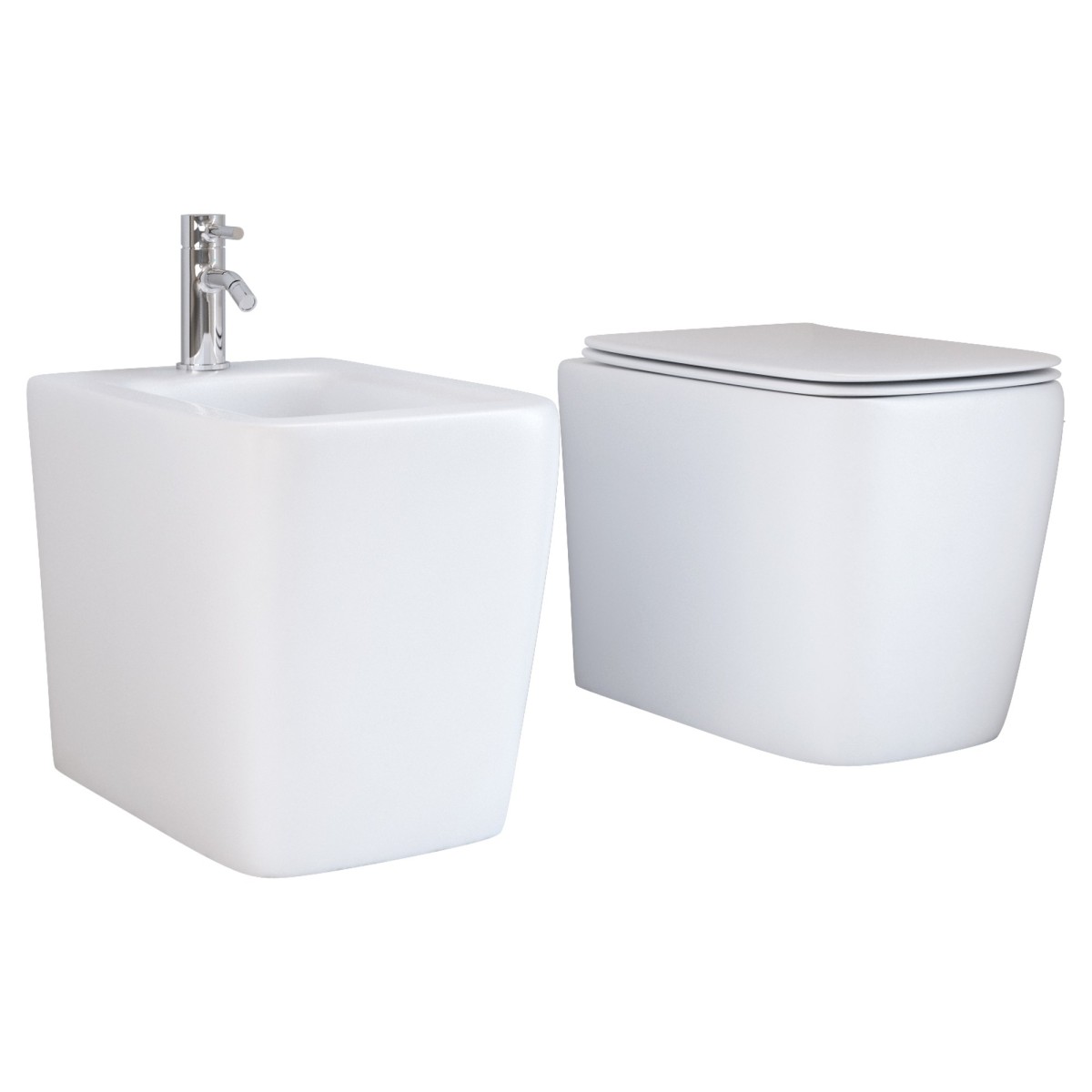 Sanitari filo muro quadrati wc e bidet | New Legend
