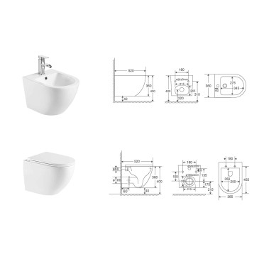 Wand-WC und Bidet „Moon“ (weiß)