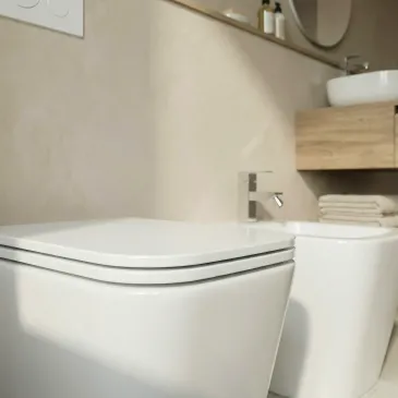 Sanitari squadrati bianco lucido Greta Wc e Bidet