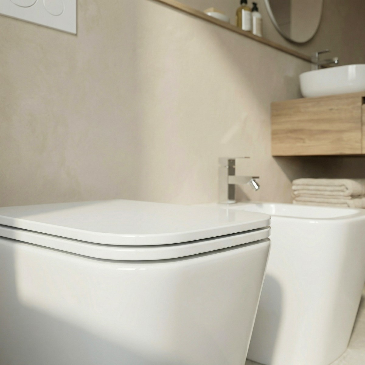 Ensemble sanitaire carré blanc brillant Greta pour...