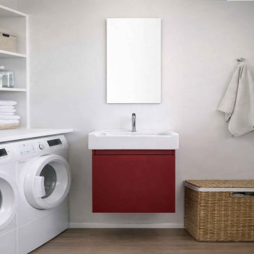 Meuble vasque couleur citrouille 60×53 cm avec baignoire en céramique PIRANA
