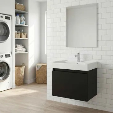 Mobile Lavatoio 60×53 cm color Nero Piano Vasca Ceramica PIRANA