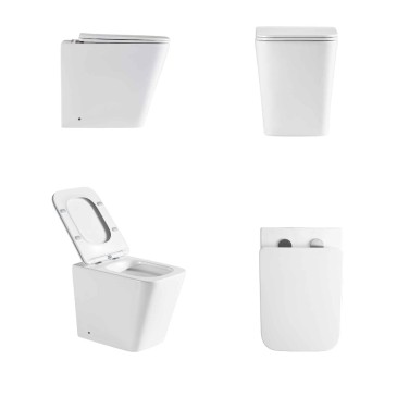 Ensemble sanitaire carré blanc brillant Greta pour toilettes et bidet
