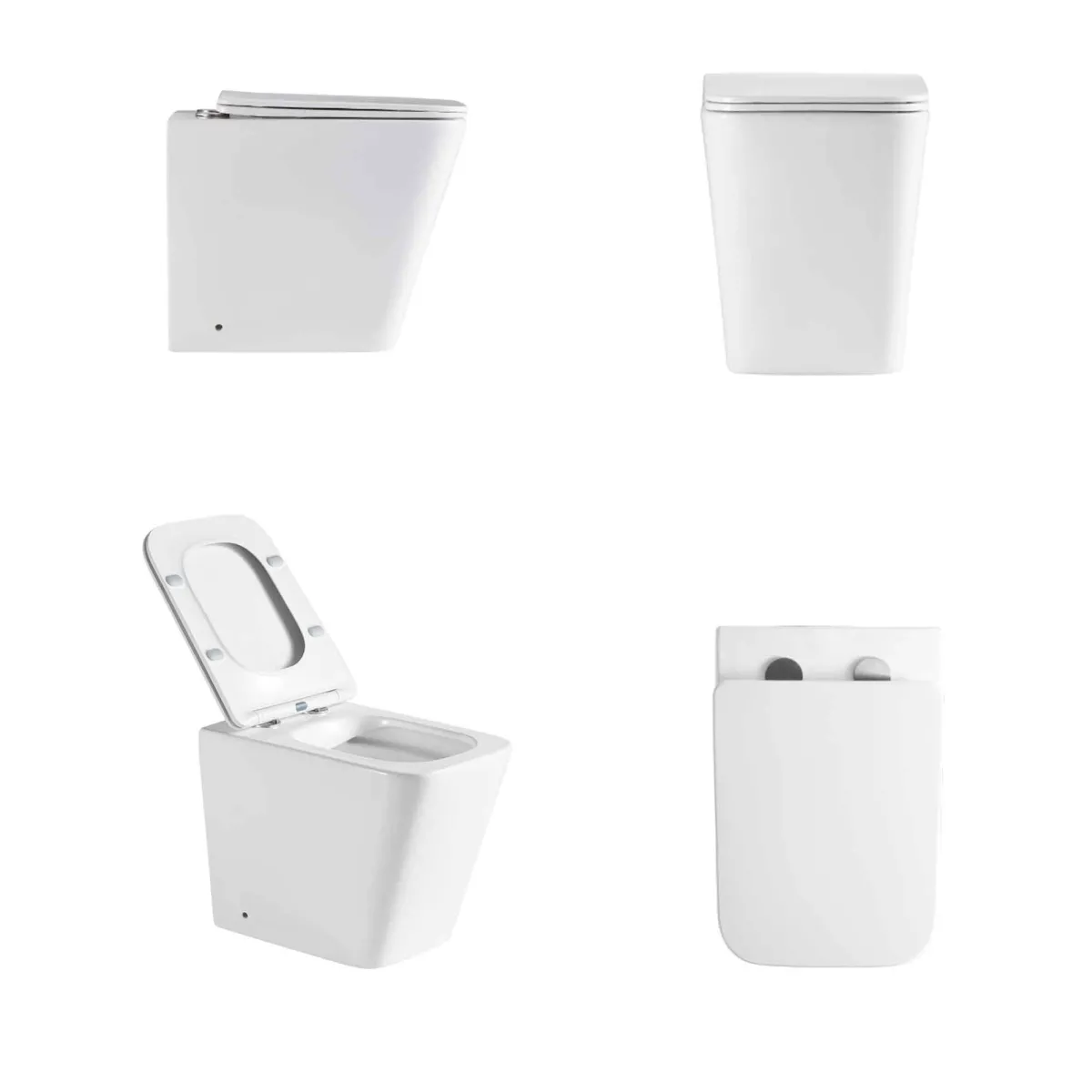 Sanitari squadrati bianco lucido Greta Wc e Bidet