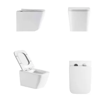 WC et bidet carrés suspendus Greta blanc brillant