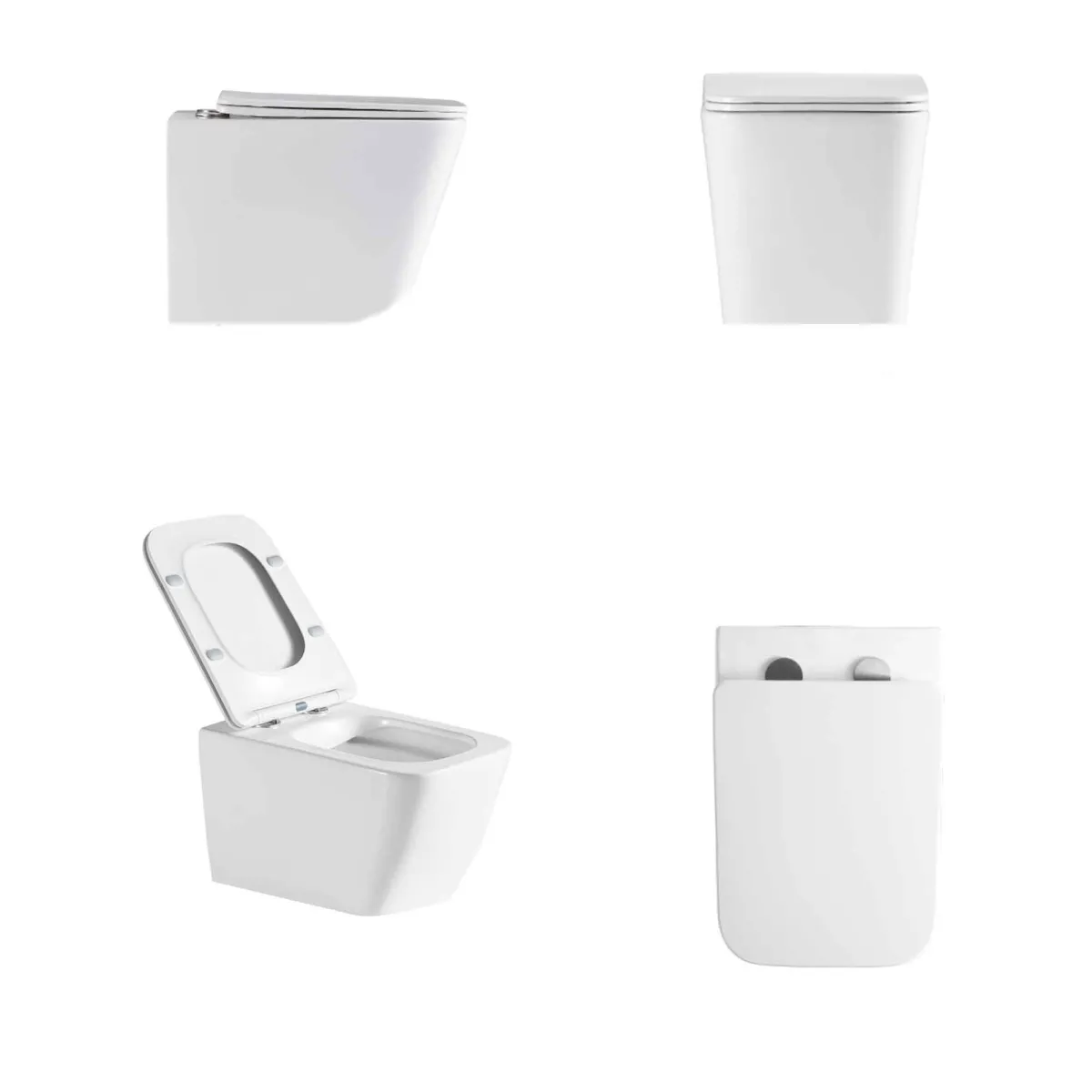 Sanitari squadrati sospesi Wc e Bidet bianco lucido Greta