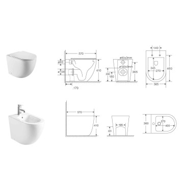 Sanitari Filo Muro Rimless MOON | WC e Bidet Ciclonico
