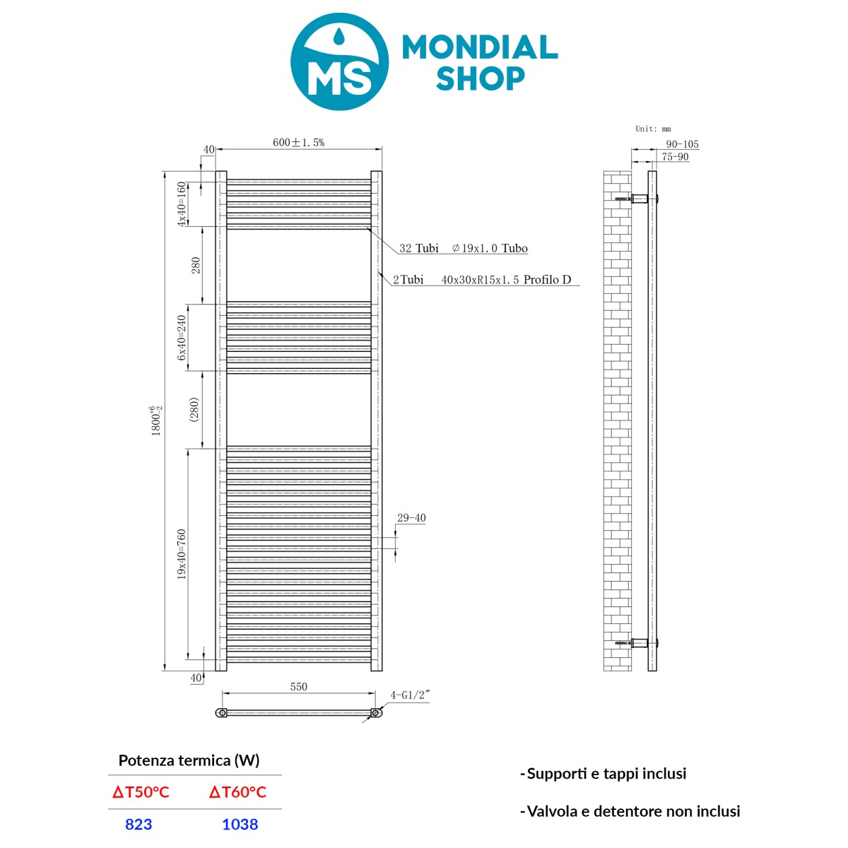Sèche-serviettes blanc radiateur sèche-serviettes 800x600...