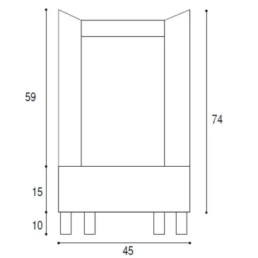 45 x 50 cm Waschbecken aus dunkler Ulme mit Keramikwanne | Nika