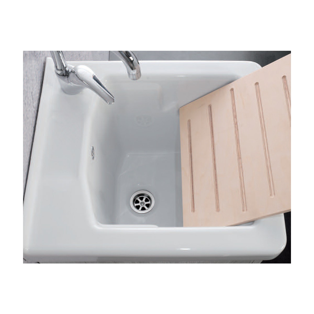 Lavatoio 45x50 cm tortora con vasca in ceramica | Nika