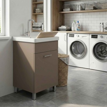 Lavatoio 45x50 cm tortora con vasca in ceramica | Nika