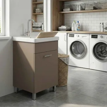 Lavatoio 45x50 cm tortora con vasca in ceramica | Nika
