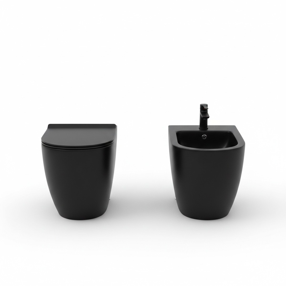 Toilettes blanches à montage affleurant, bidet et siège à...