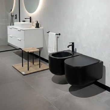 NUVOLA Wand-WC in Mattschwarz mit Soft-Close-Sitz