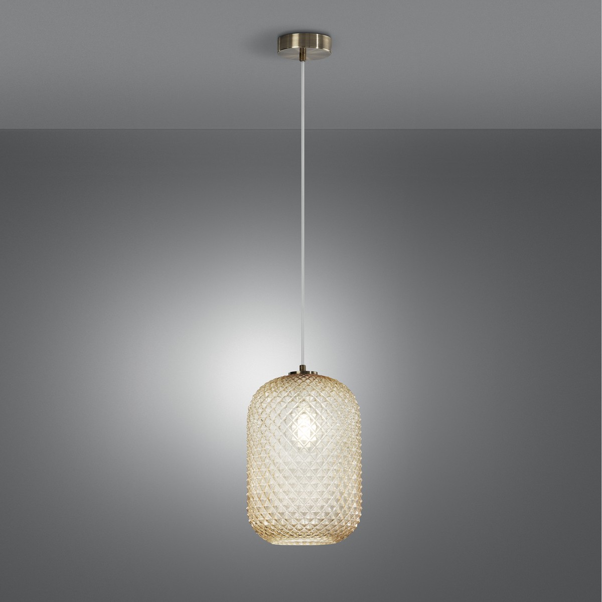 SOSPENSIONE ASHFORD OVALE AMBRA 1XE27 20X150CM