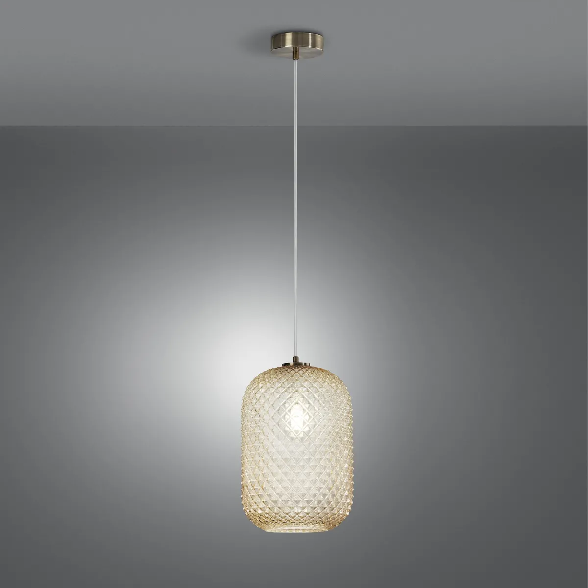 SOSPENSIONE ASHFORD OVALE AMBRA 1XE27 20X150CM