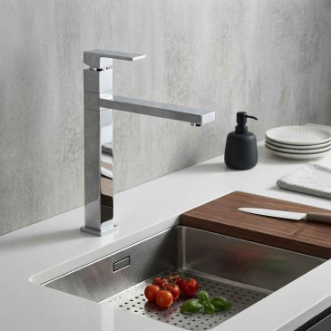 Rubinetto miscelatore da cucina quadro cromato Slim