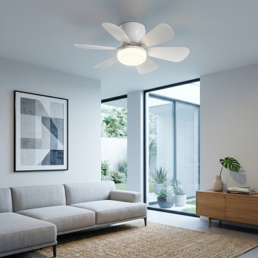 LED-Deckenleuchte mit Ventilator, weiß, 10 W, 1100 lm (Farbtemperatur), dimmbar, mit Infrarot-Fernbedienung, 16 x 53 cm