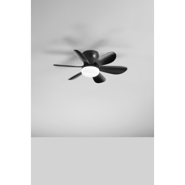 PLAFONIERA LED VENTILATORE WIND NERO 10W 1100LM CCT DIMM CON TELECOMANDO IR 16X53CM