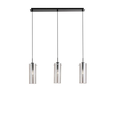 SOSPENSIONE MAGIC NERA/FUME' 3XE27 79X10X150CM