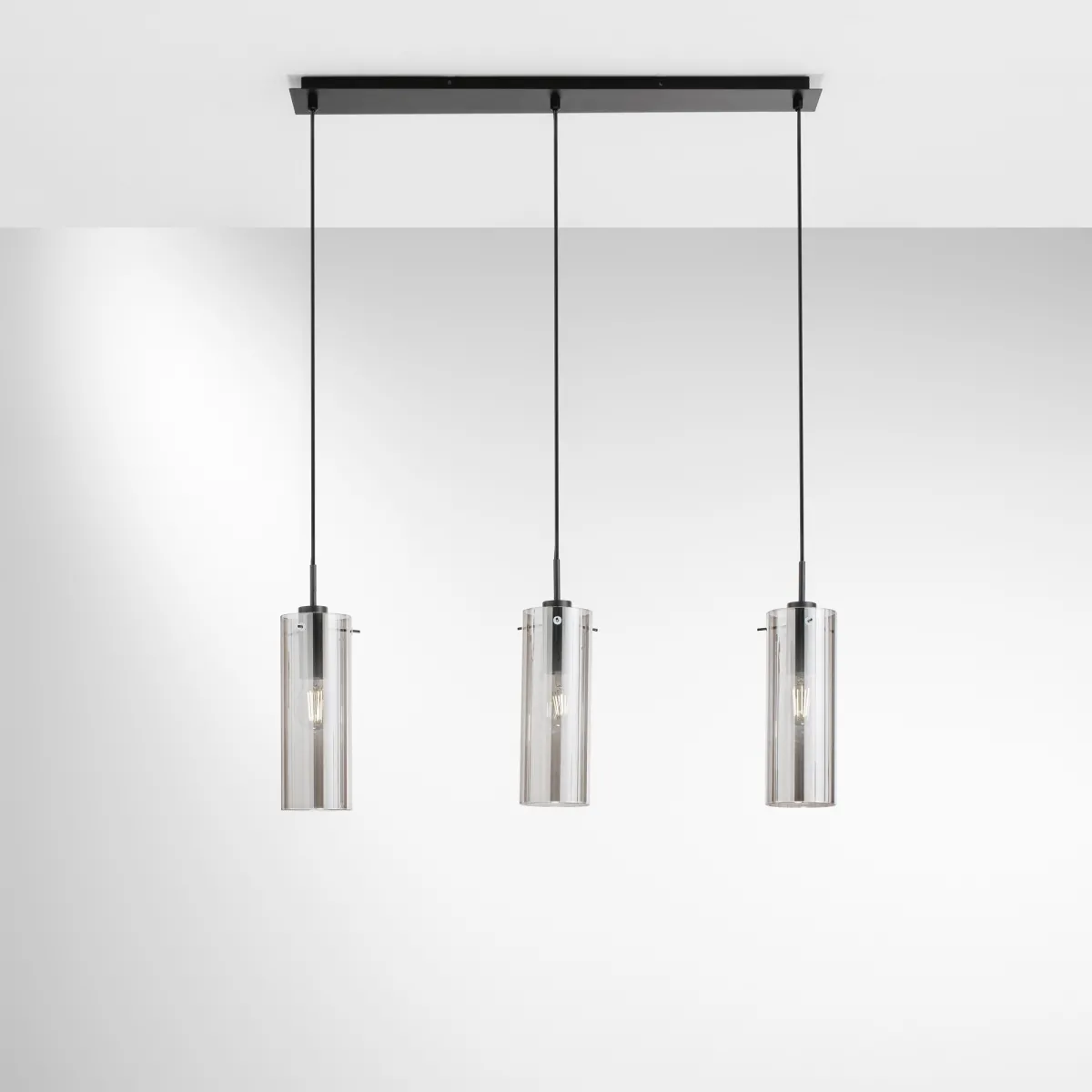 SOSPENSIONE MAGIC NERA/FUME' 3XE27 79X10X150CM