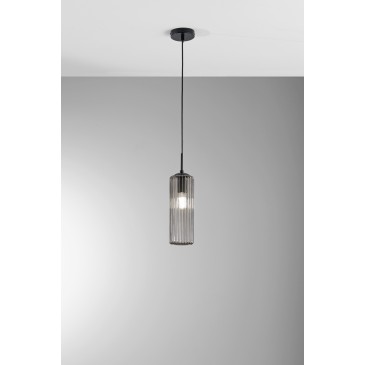SOSPENSIONE VENICE GRIGIA IN VETRO 1XE27 D15X200CM